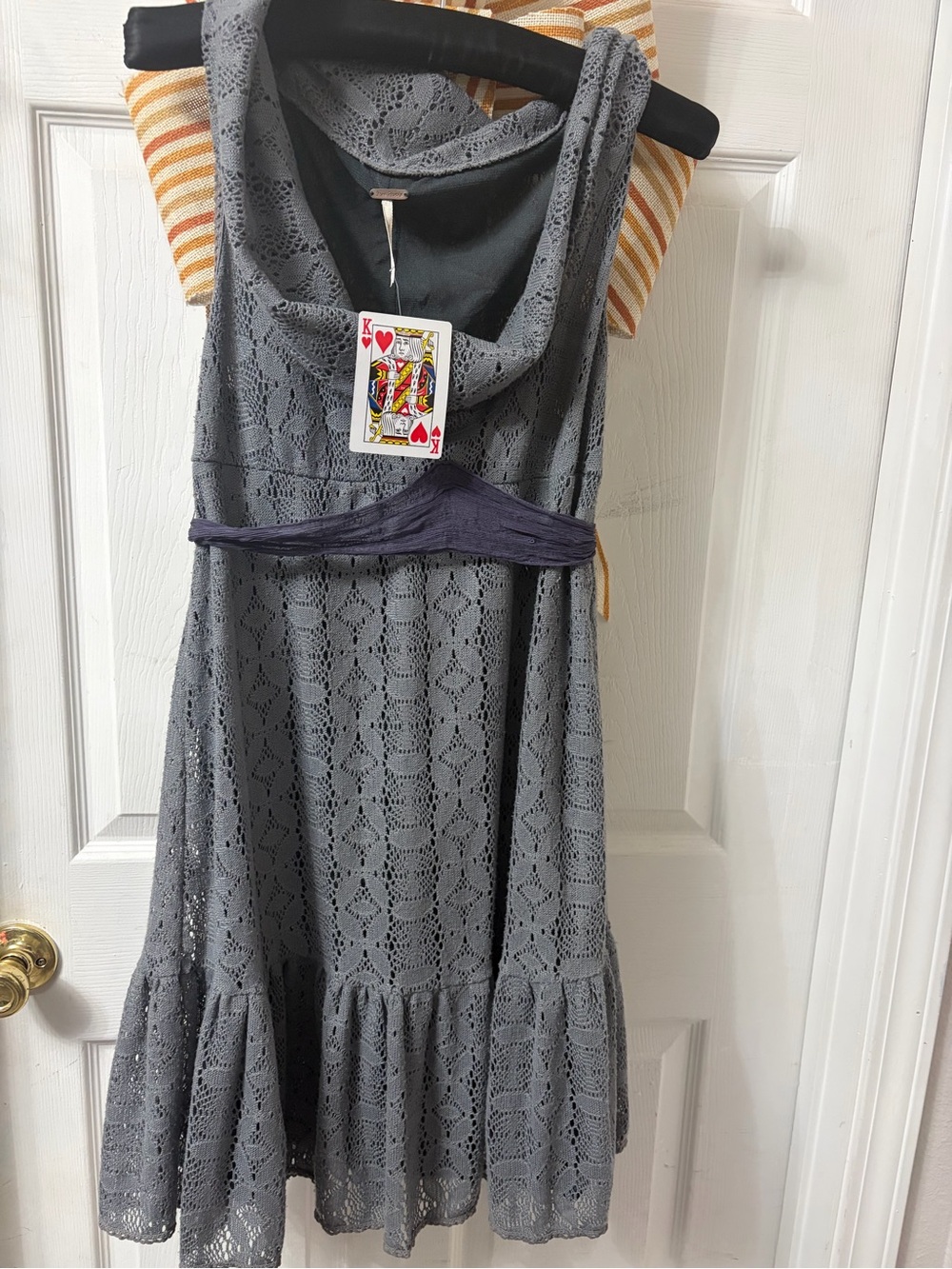 Free People Grey Lace Ruffle Hem Dress
